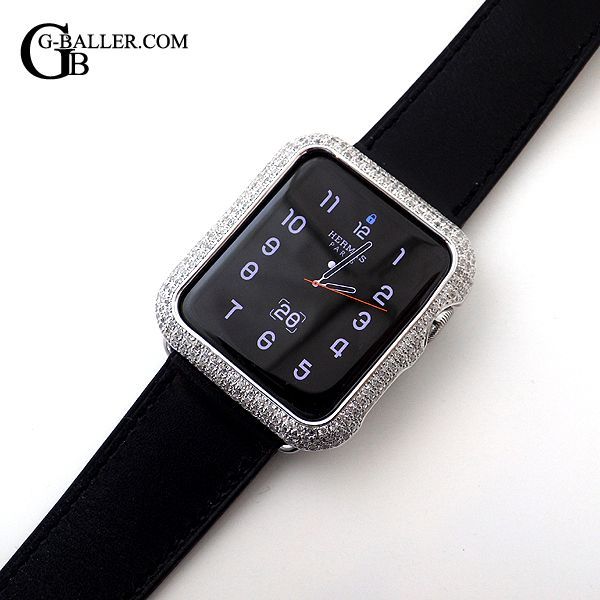 アップルウォッチ エルメス ダイヤ カスタム カバー Apple Watch ダイヤモンド 42mm