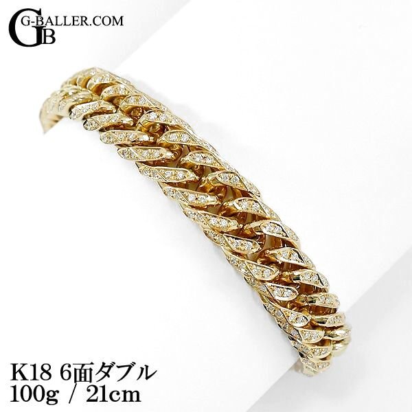 画像6: K18 喜平ブレスレット ダイヤモンド 6面カット ダブル