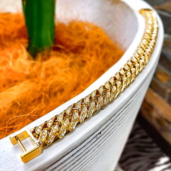 画像14: K18 喜平ブレスレット ダイヤモンド 6面カット ダブル