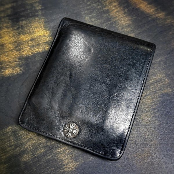 画像1: CHROME HEARTS クロムハーツ 1スナップウォレット クロスボタン 黒 ブラック | 250530