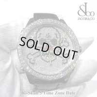 【正規品】　ジェイコブ　腕時計　スカル　ＪＣ-SKULL　ホワイト　ファイブタイムゾーン　47ｍｍ　ダイヤ