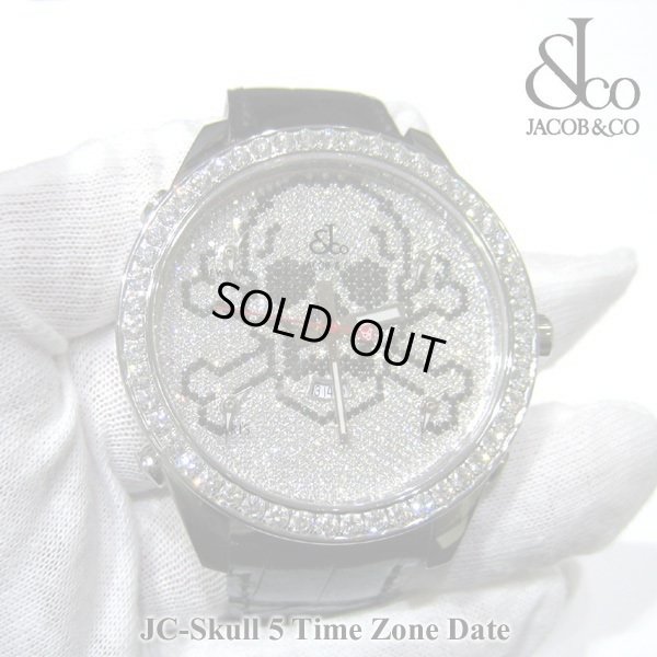 画像1: 【正規品】　ジェイコブ　腕時計　スカル　ＪＣ-SKULL　ホワイト　ファイブタイムゾーン　47ｍｍ　ダイヤ
