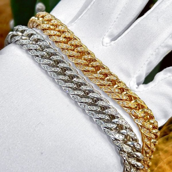 画像9: プラチナ 喜平6面ダブル ダイヤモンド ブレスレット 100g 21cm