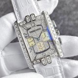 【新品ベルト/純正BOX】HARRY WINSTON ハリーウィンストン アヴェニューC クロノグラフ WG パヴェダイヤ 白 アリゲーターストラップ