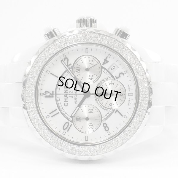 画像2: CHANEL J12 Chronograph 41mm Diamond Bezel White Ceramic Mens Watch