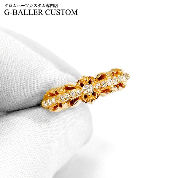 ダブルフローラルの横1列にダイヤ加工を致します。