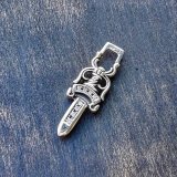 【インボイス原本 / CHレザーポーチ / CH革紐 / ギャランティ】CHROME HEARTS クロムハーツ ダガー ペンダント パヴェ ダイヤモンド / 240122