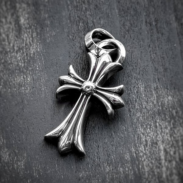 画像1: 【純正BOX / レザーポーチ】CHROME HEARTS クロムハーツ CHクロス スモール with ベイル ペンダント | 251110