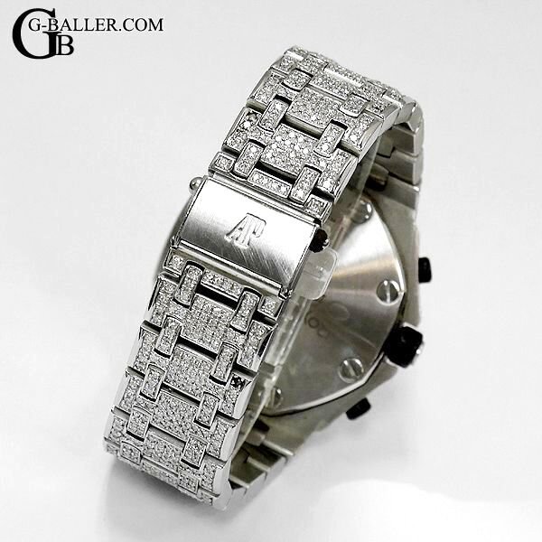 ステンレスストラップの全面にもダイヤカスタム