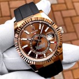 ROLEX Sky-Dweller EverRose Gold White Dial Oysterflex 326235 42mm 2021 New Guarantee