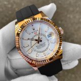 ROLEX Sky-Dweller EverRose Gold White Dial Oysterflex 326235 42mm 2021 New Guarantee