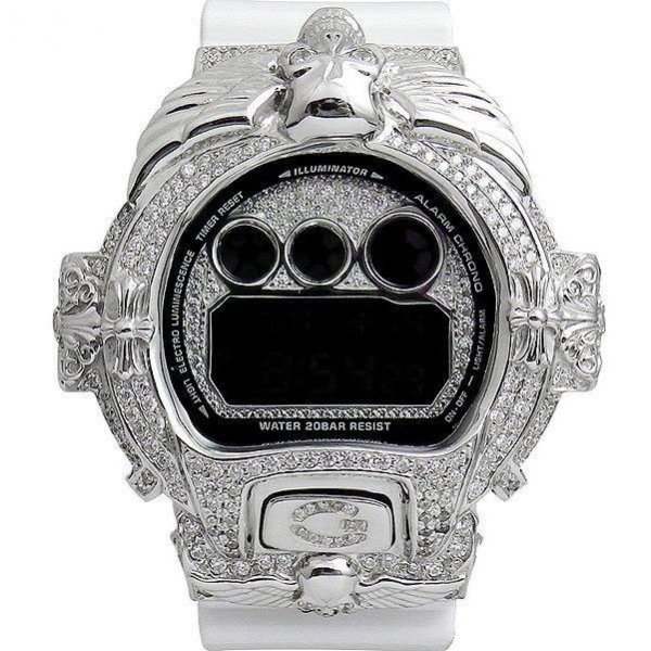 画像2: G-Shock Custom by G-BALLER | DW6900 Cross&Skull Rhodium Coating Diamond