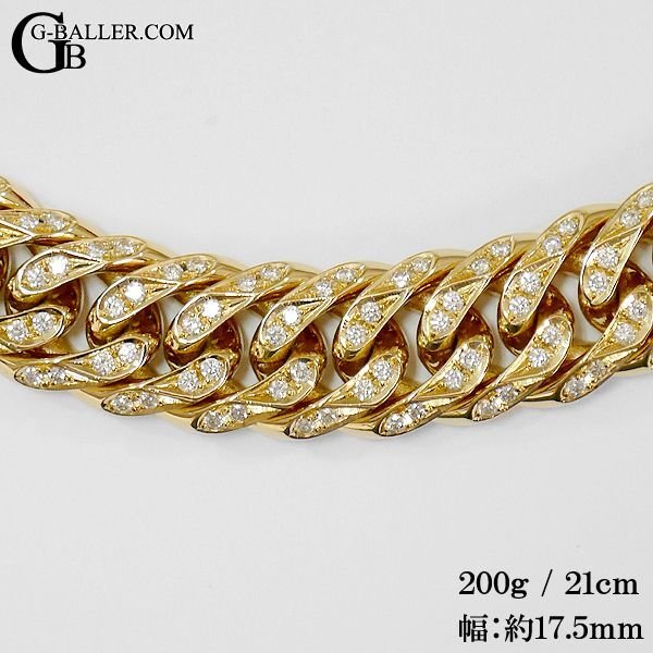 画像6: 【新品】K18 喜平ブレスレット ダイヤ 200g 6面ダブル 21cm
