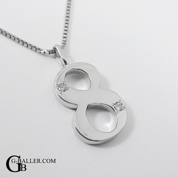 画像3: K18 ホワイトゴールド 数字 8 ナンバー ペンダント ダイヤ