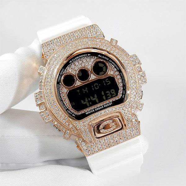 画像1: G-Shock Custom by G-BALLER | DW6900 NB-7 Pink Gold Full Diamond Custom