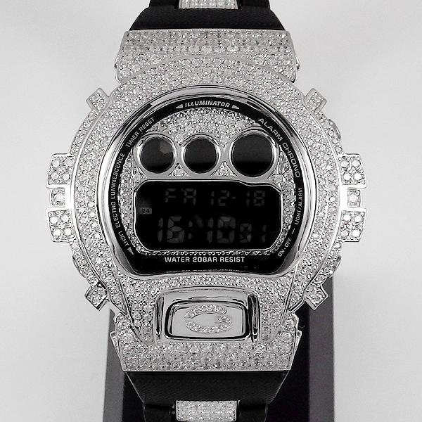 画像2: G-Shock Custom by G-BALLER | DW6900 Rhodium Coating Center Bracelet Diamond