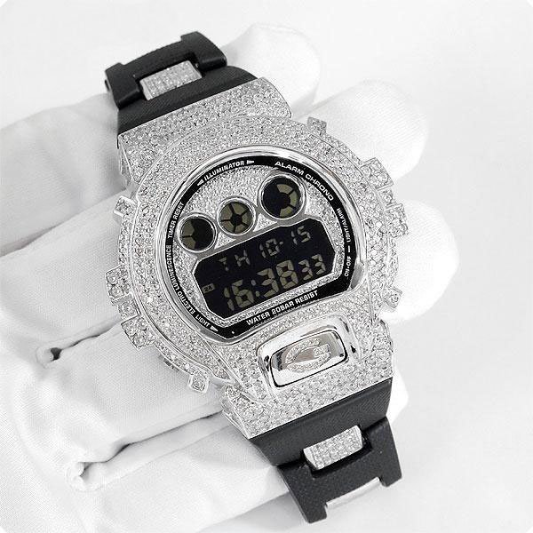 画像1: G-Shock Custom by G-BALLER | DW6900 Rhodium Coating Center Bracelet Diamond