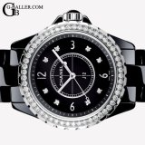 シャネル J12 8Pダイヤ ベゼルダイヤモンド 33mm H3108 レディース  セラミック 黒 新品