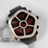 JACOB&Co Five Time Zone Ghost Baguette Diamond bezel JC-GST-CBN Black Rubber