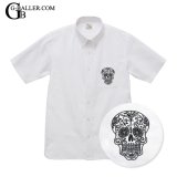 メキシカンスカル ボタンダウンシャツ(半袖)(monotone)