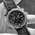 画像1: Breitling Crosswind Chronograph Bezel Diamond Rubber Strap Black Roman Dial Full Set (1)