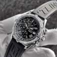 画像2: Breitling Crosswind Chronograph Bezel Diamond Rubber Strap Black Roman Dial Full Set (2)