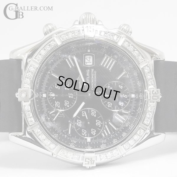 画像3: 【付属完備 / 純正ステンレスベルト付】BREITLING ブライトリング クロスウィンド ベゼルダイヤモンド 黒 ラバーベルト ブラック ローマン インデックス | 241002
