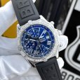 画像1: 【付属完備 / 純正ステンレスベルト付】BREITLING ブライトリング クロスウィンド ベゼルダイヤモンド 黒 新品ラバーベルト ブラック ローマン インデックス | 241204 (1)