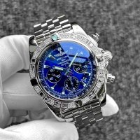 Breitling Chronomat 44 Black Eye Blue Bezel Diamond AB0110 Stainless Bracelet