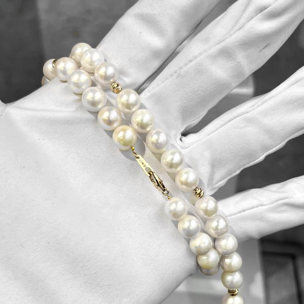 画像3: 【アコヤ真珠使用】K18 アコヤパールネックレス 8mm with バゲットダイヤモンド クロスペンダント