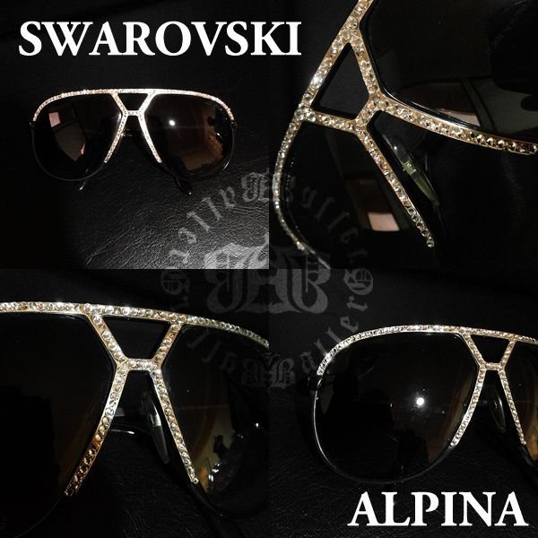 画像4: アルピナ　ＡＬＰＩＮＡ　Ｍ1　ビンテージ　サングラス　スワロフスキー　加工　希少カラーモデルをスワロでカスタム