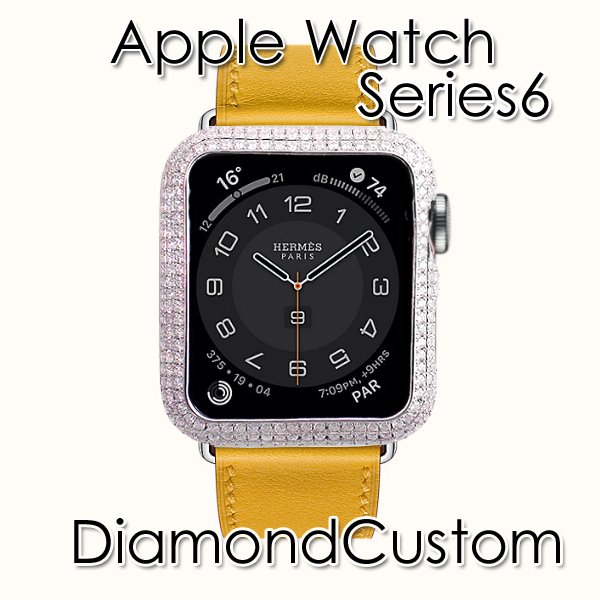 画像1: アップルウォッチカスタム シリーズ7 シリーズ6 ダイヤモンドケース /AppleWatch CustomCase Hermès