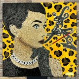 G-BALLER ART | Audrey Hepburn Leopard "美" Rhinestone Art with K18/DIA Earrings
