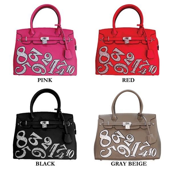 画像9: スワロフスキー ナンバー 本革レザーデコバッグ