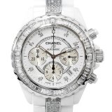 Chanel J12 Chronograph 41mm Baguette Diamond 9P/DIA Dial White Ceramic AT