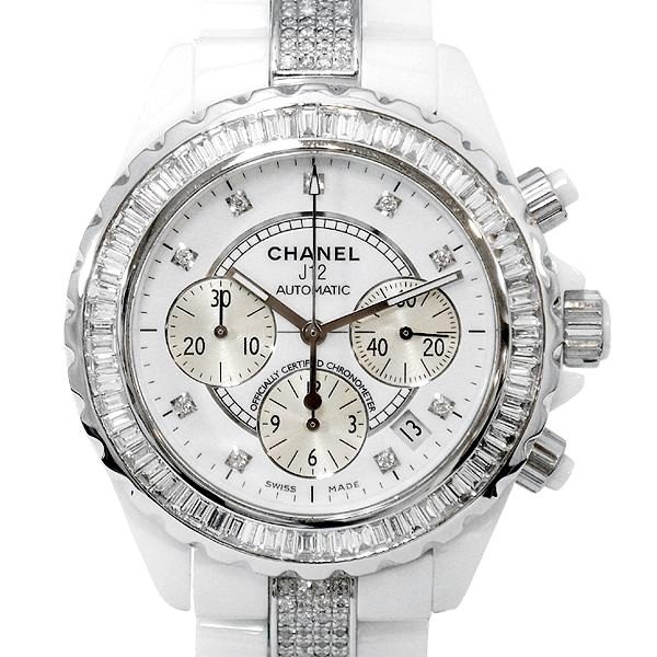 画像1: Chanel J12 Chronograph 41mm Baguette Diamond 9P/DIA Dial White Ceramic AT