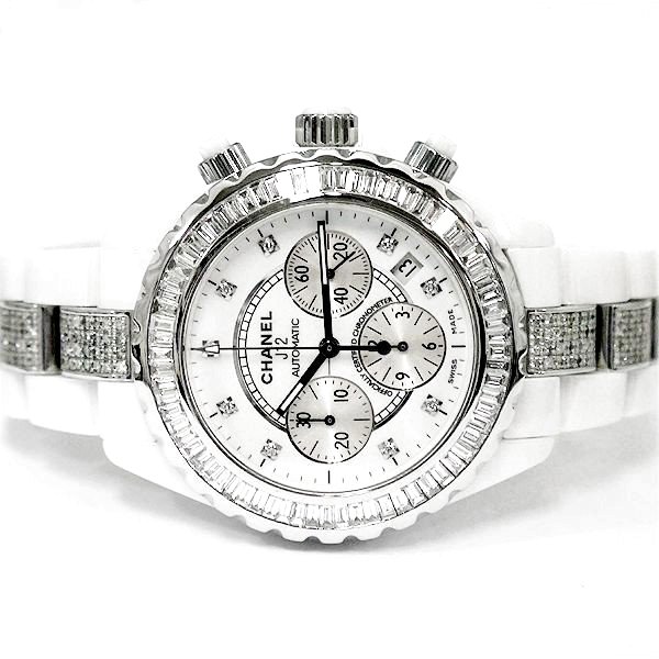 画像2: Chanel J12 Chronograph 41mm Baguette Diamond 9P/DIA Dial White Ceramic AT