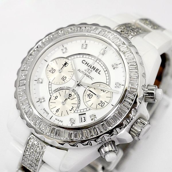 画像3: Chanel J12 Chronograph 41mm Baguette Diamond 9P/DIA Dial White Ceramic AT