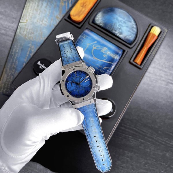 画像2: Hublot Classic Fusion Chronograph Berluti Scritto Ocean Blue 521.NX.050B.VR.BER18 Limited to 250 pieces worldwide