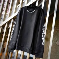 【新品 / XL / レシート付属】2025 CHROME HEARTS クロムハーツ SWTSHRT PLVR スウェット ネックロゴプリント スウェットトレーナー 黒 ブラック