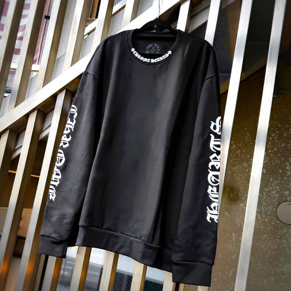 画像1: 【新品 / XL / レシート付属】2025 CHROME HEARTS クロムハーツ SWTSHRT PLVR スウェット ネックロゴプリント スウェットトレーナー 黒 ブラック