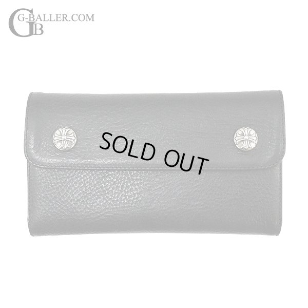 画像3: 【新品 / BOX / ショッパー / シルバーポリッシュ付属】クロムハーツ ウェーブ ウォレット クロスボタン ブラック レザー 黒 三つ折り長財布