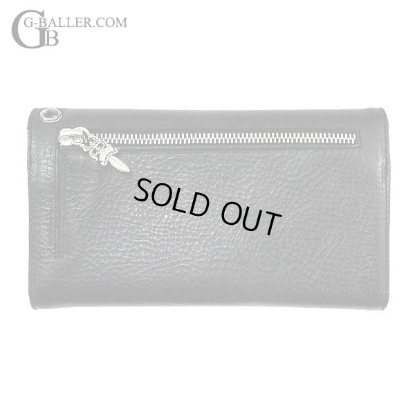 画像4: 【新品 / BOX / ショッパー / シルバーポリッシュ付属】クロムハーツ ウェーブ ウォレット クロスボタン ブラック レザー 黒 三つ折り長財布