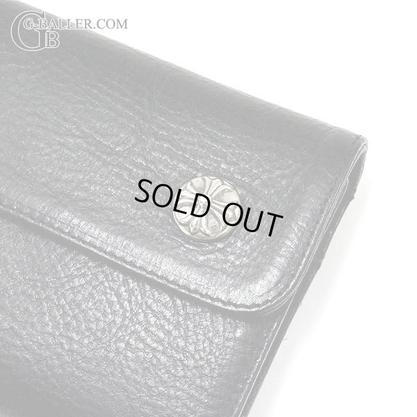 画像7: 【新品 / BOX / ショッパー / シルバーポリッシュ付属】クロムハーツ ウェーブ ウォレット クロスボタン ブラック レザー 黒 三つ折り長財布