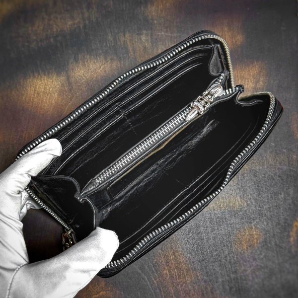 画像4: 【希少モデル / BOX付属】CHROME HEARTS クロムハーツ REC F ZIP BSフレア ラウンドジップ レザー ウォレット ブラック | 251110