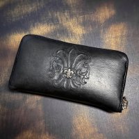 【希少モデル / BOX付属】CHROME HEARTS クロムハーツ REC F ZIP BSフレア ラウンドジップ レザー ウォレット ブラック | 251110
