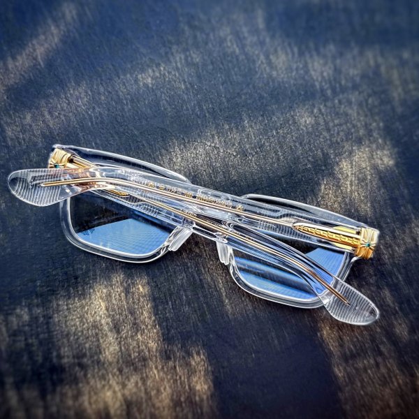 画像1: クロムハーツ アフターダイヤ アイウェア カスタム PEN15 眼鏡 メガネ ブルーダイヤモンド クリア/ゴールド フレーム