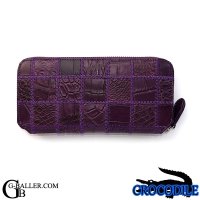 本革 クロコダイル 財布 メンズ レディース 紫