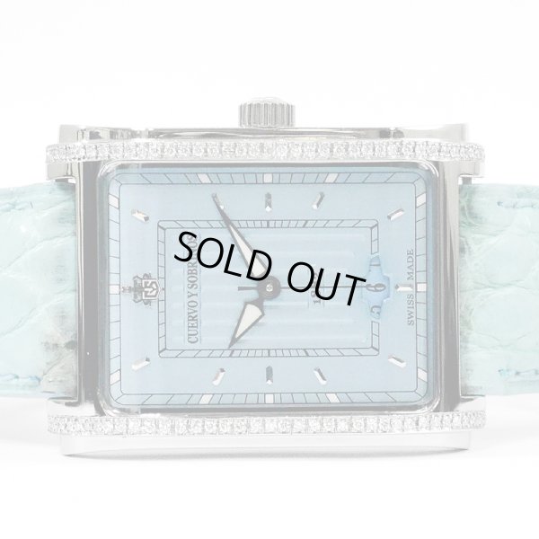 画像4: Cuervo y Sobrinos Prominente Date Ice Blue Dial & Leather Strap Diamond A1015