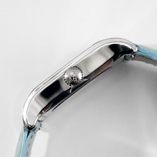 画像5: Cuervo y Sobrinos Prominente Date Ice Blue Dial & Leather Strap Diamond A1015